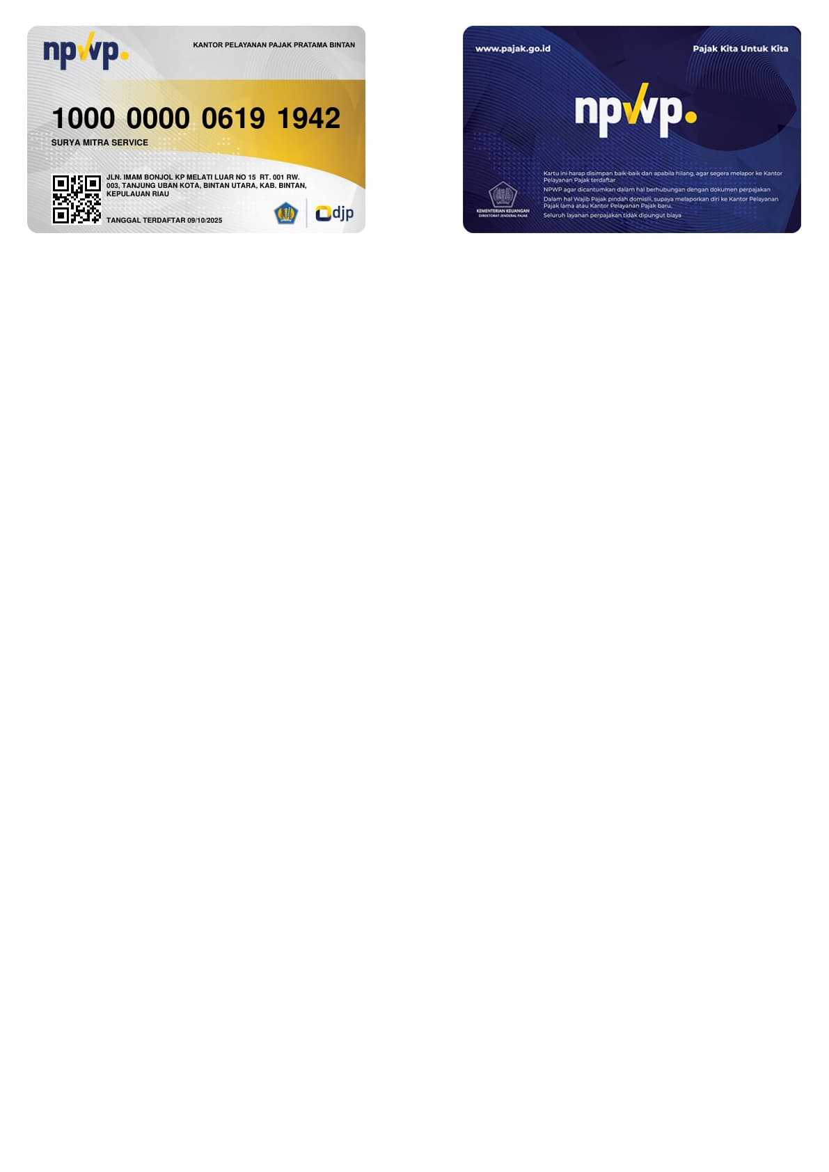 Pratinjau NPWP PT Surya Mitra Service